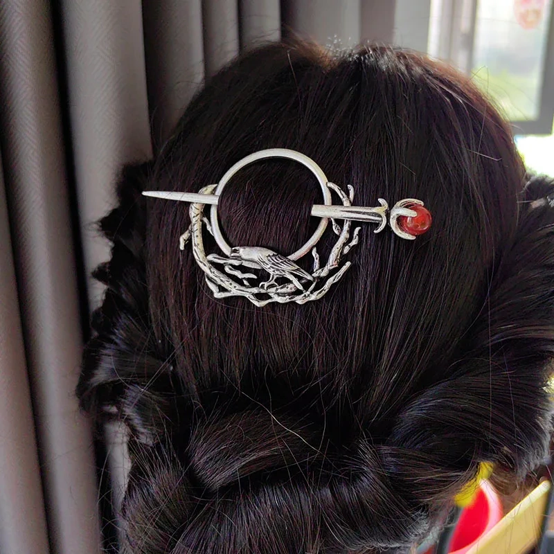 Viking pennanular brooch replica  dead head skull moth  hair stick Hair accessories Vintage Hair pins Hair Barrette