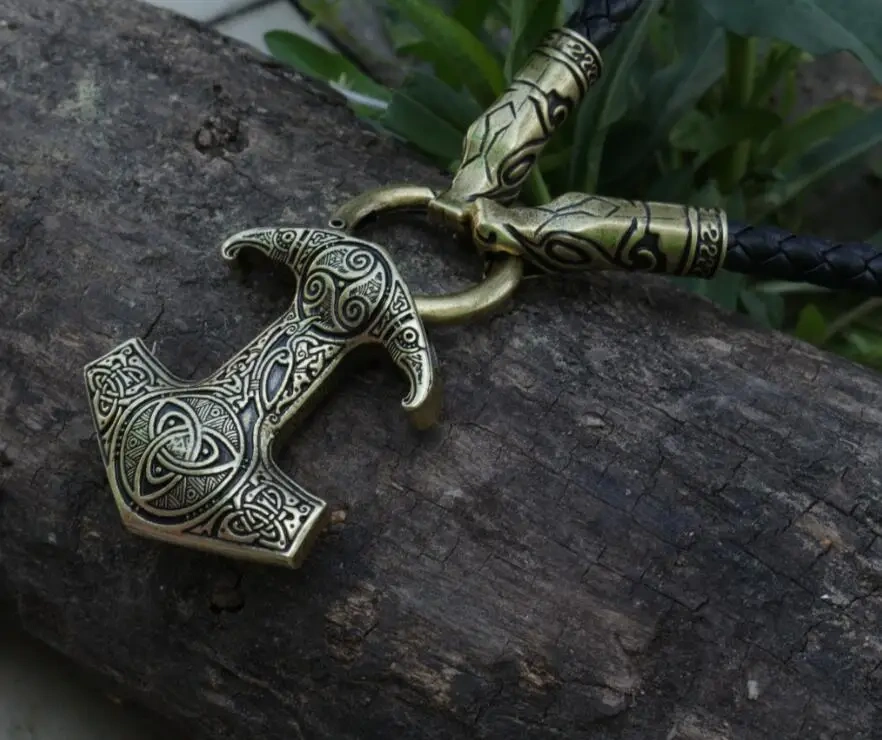 1pcs lanseis viking raven pendant Nordic Pagan men necklace  Raven's Mjolnir hammer