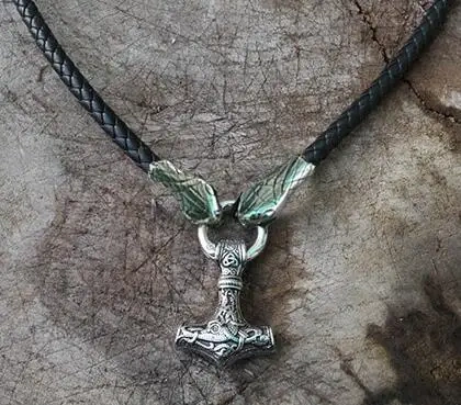 Men stainless steel necklace viking Dragon head with thor's hammer mjolnir necklace pendan norse talisman ethnic jewelry