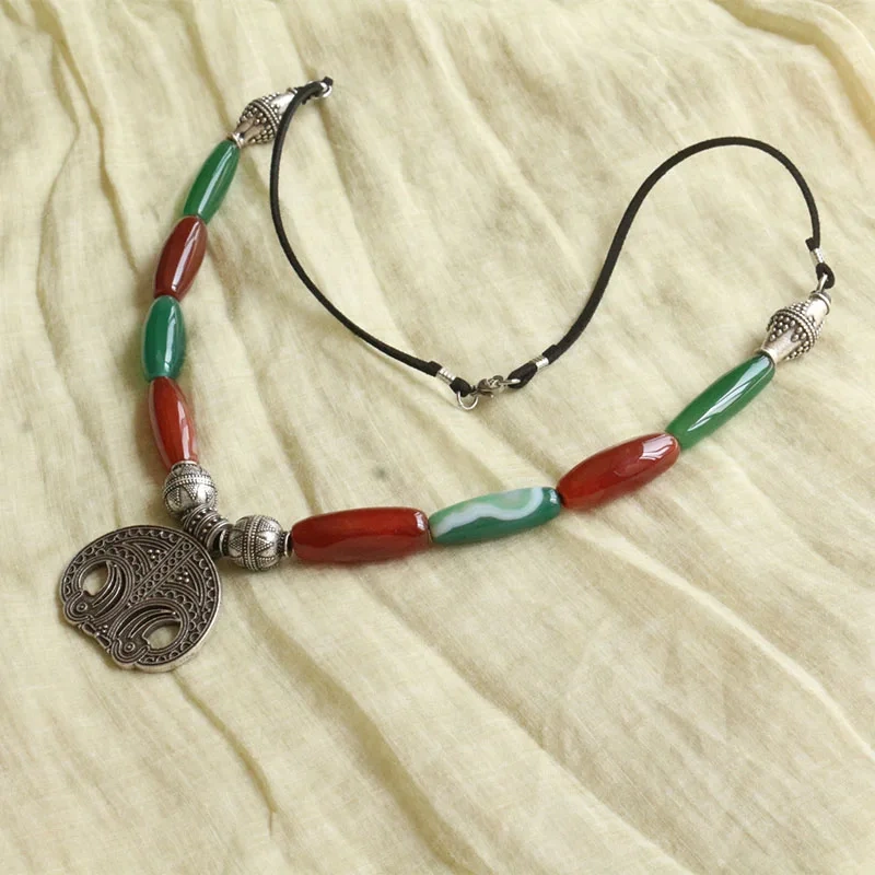 Slavic stone Jewelry Makeing For Women ceramics necklace, Viking Style Tribal Brooch Middle Ages Lunula Jewelry…