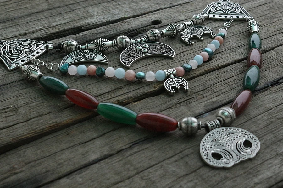 lanseis 1pcs dropshipping slavic jewelry women pendant Ethnic syle necklace Slavic Lunula jewelry