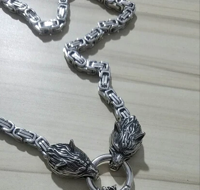 Men stainless steel necklace viking wolf head with Odin by Helena Rosova necklace pendan norse talisman ethnic jewelry
