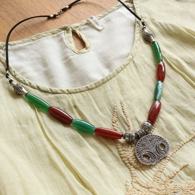 Slavic stone Jewelry Makeing For Women ceramics necklace, Viking Style Tribal Brooch Middle Ages Lunula Jewelry…
