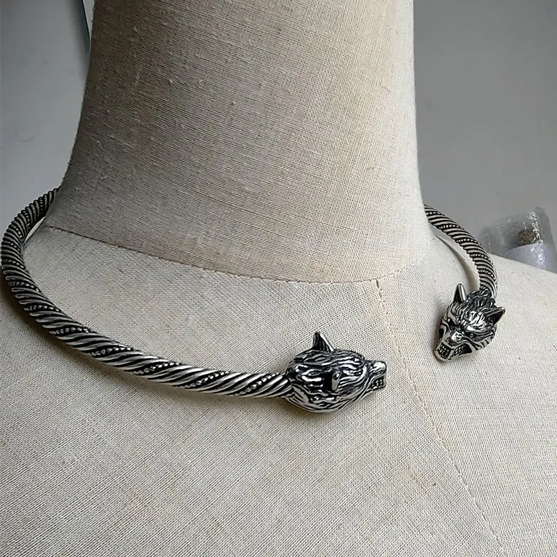 Medieval viking wolf copper Necklace Traditional Celtic Torq Torque, Authentic Neckand Ancient Norse Neck Ring Viking Torc