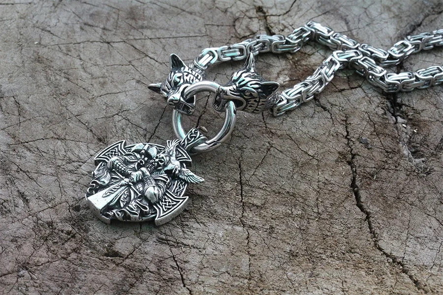viking odin  Men stainless steel necklace with viking odin pendant norse talisman ethnic jewelry