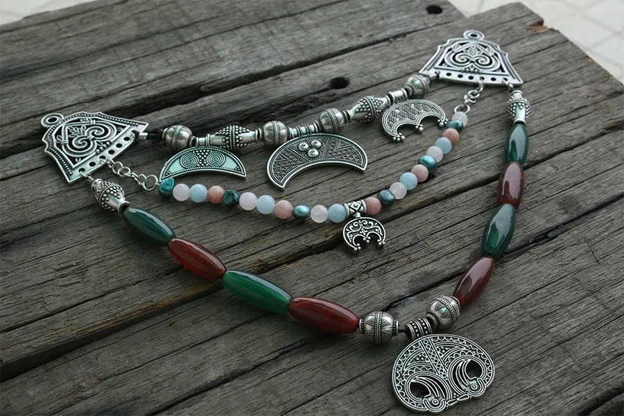 lanseis 1pcs dropshipping slavic jewelry women pendant Ethnic syle necklace Slavic Lunula jewelry