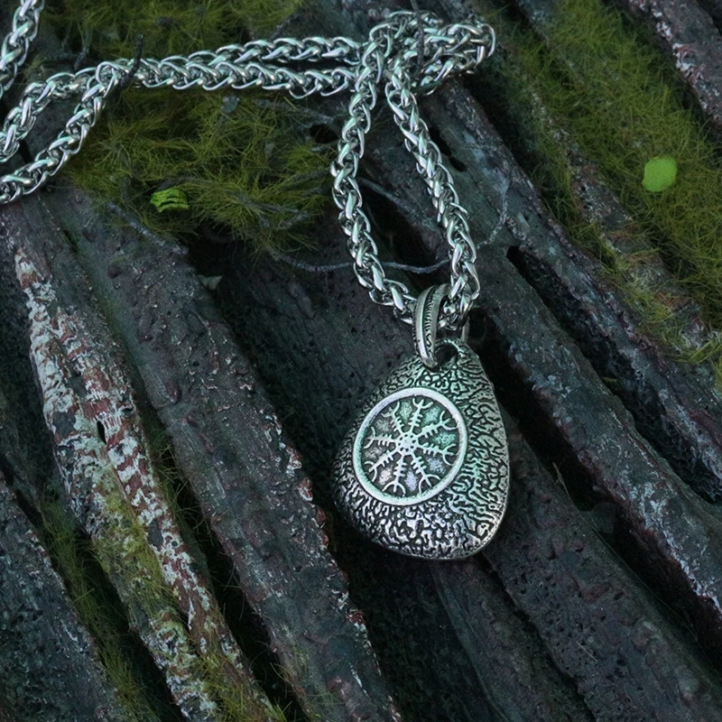 lanseis 1pcs viking odin's symbol of norse runic pendant men necklace Vegvisir Pendant
