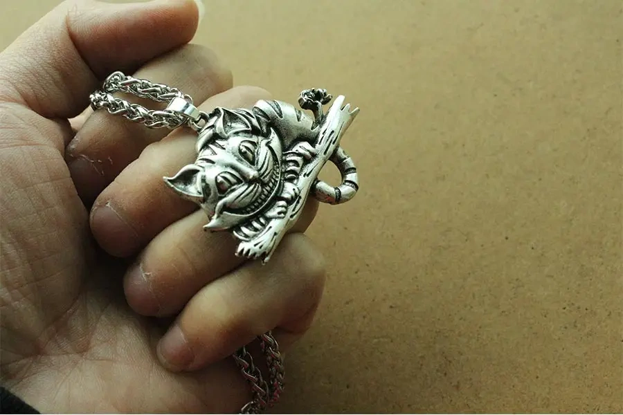 lanseis 1pcs viking cheshire cat women necklace pendant Sweater chain cute cat animal jewelry