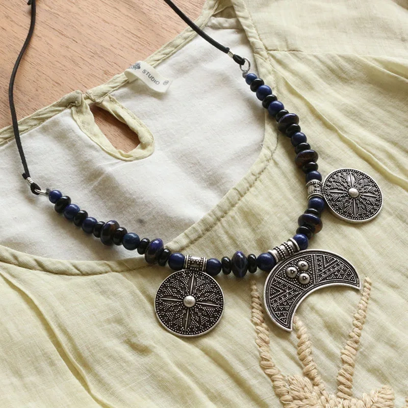 Slavic stone Jewelry Makeing For Women ceramics necklace, Viking Style Tribal Brooch Middle Ages Lunula Jewelry…