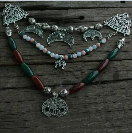 lanseis 1pcs dropshipping slavic jewelry women pendant Ethnic syle necklace Slavic Lunula jewelry