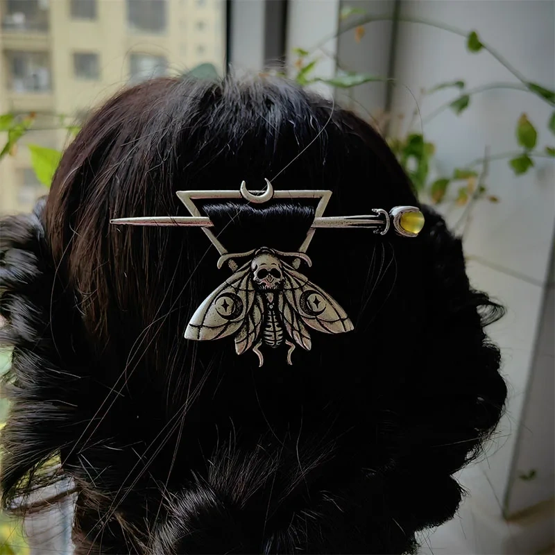 Viking pennanular brooch replica  dead head skull moth  hair stick Hair accessories Vintage Hair pins Hair Barrette
