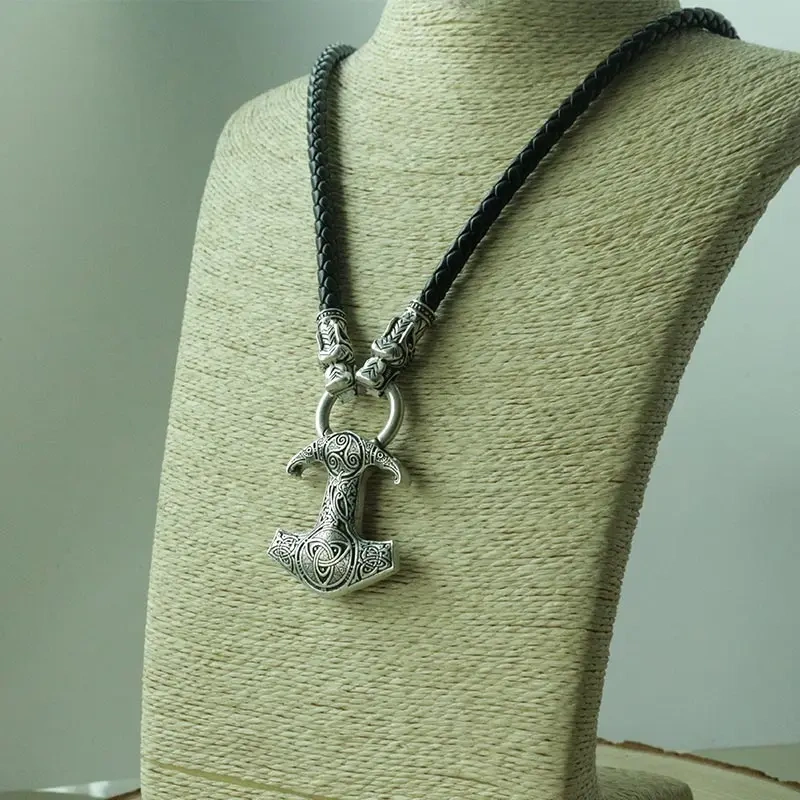 1pcs lanseis viking raven pendant Nordic Pagan men necklace  Raven's Mjolnir hammer