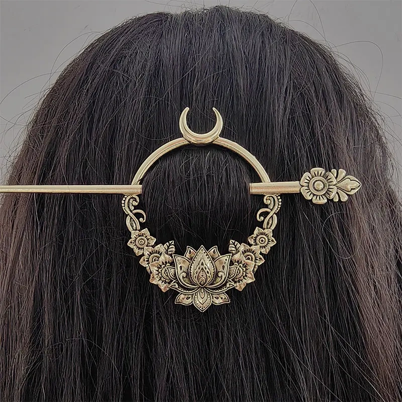 Mandala Flower Witchy Hair Clip – Mystical Boho HairPin for Women – Spiritual Mother's Day Gift