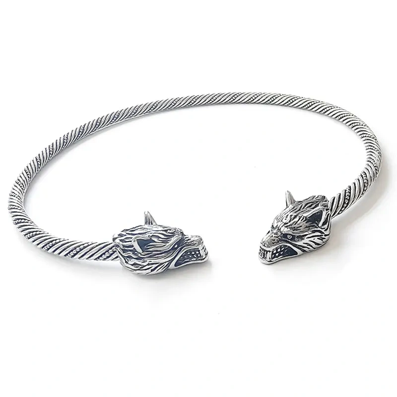 Medieval viking wolf copper Necklace Traditional Celtic Torq Torque, Authentic Neckand Ancient Norse Neck Ring Viking Torc