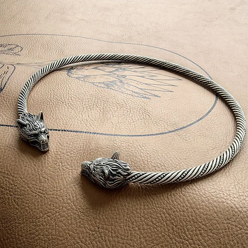 Medieval viking wolf copper Necklace Traditional Celtic Torq Torque, Authentic Neckand Ancient Norse Neck Ring Viking Torc