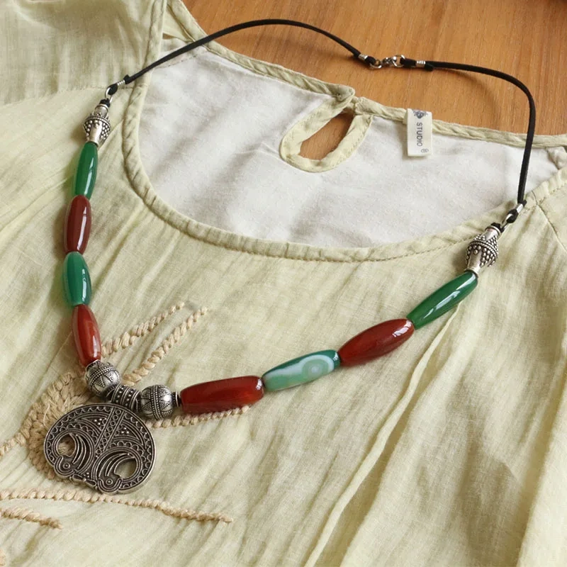Slavic stone Jewelry Makeing For Women ceramics necklace, Viking Style Tribal Brooch Middle Ages Lunula Jewelry…