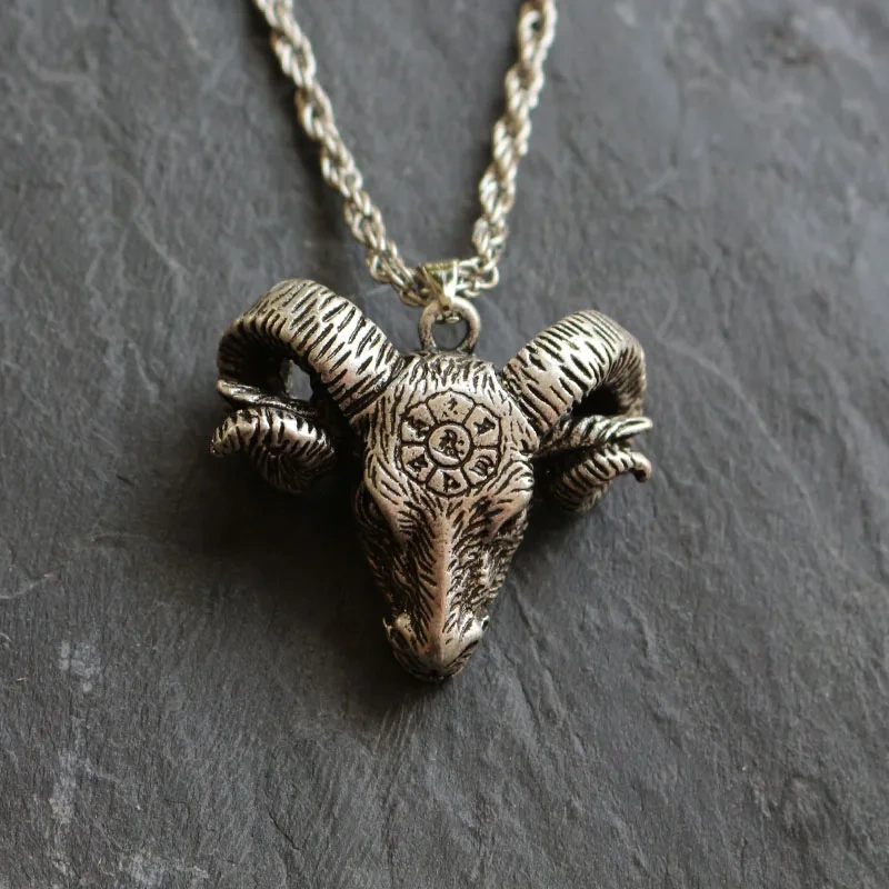 nordic viking amulet thor goat head pendant  necklace Gothic Ram Head Pendant Astrology, Horoscope, Him Goat Charm