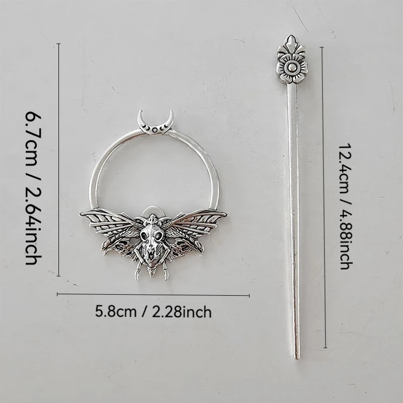 Skull Moth Witchy Hair Clip – Gothic Floral Hair Pin for Women – Unique Mother's Day Gift  Halloween hair accessory