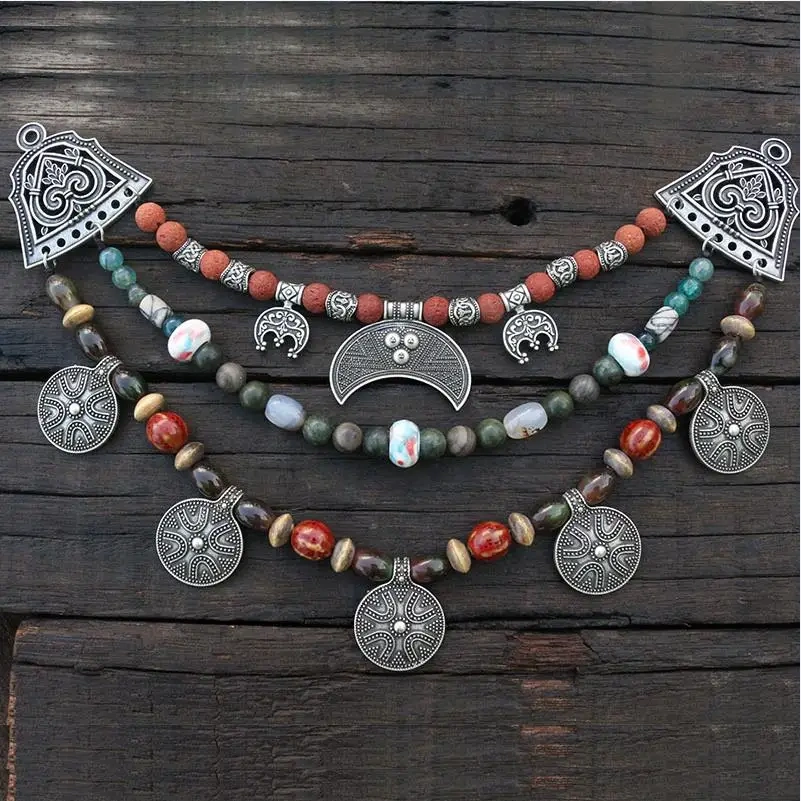 1pcs Dropshipping Slavic Jewelry Makeing For Charms Women Pendant, Ethnic Style Viking Brooch Buckle Lunula Jewelry For Cool Men