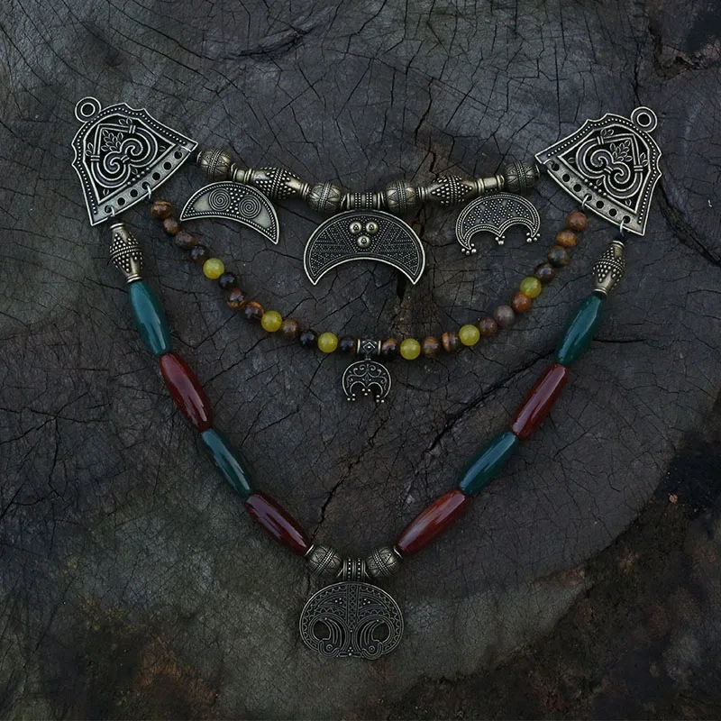 1pcs Dropshipping Slavic Jewelry Makeing For Charms Women Pendant, Ethnic Style Viking Brooch Buckle Lunula Jewelry For Cool Men