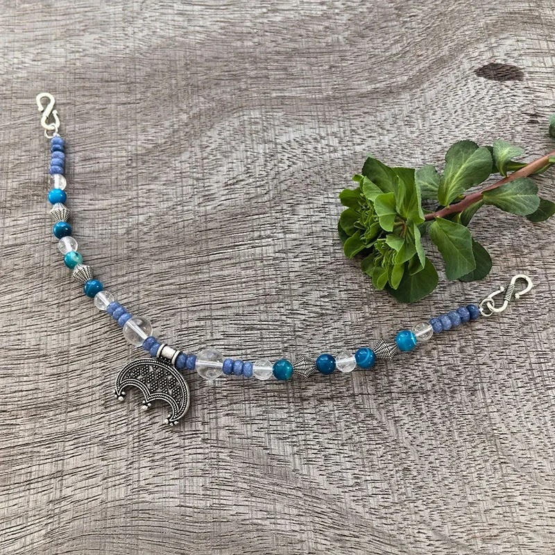 2 Rows Retro Lapis Lazuli Layered Classic Brooch Chain With Crystal,Viking Necklace,Celtic Jewelry,Tribal Jewelry Gift For You