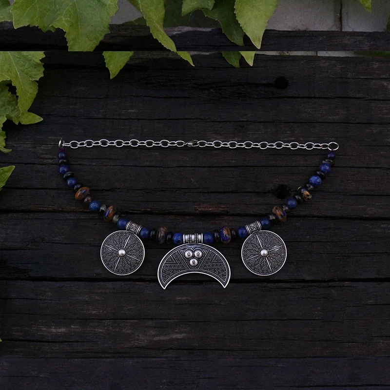 1pcs Viking Jewelry Clothes, Viking Kette, Lapis Jewelry, Tribal Jewelry, Ethnic Jewelry, Bohemian Moon, Unique Gift For You