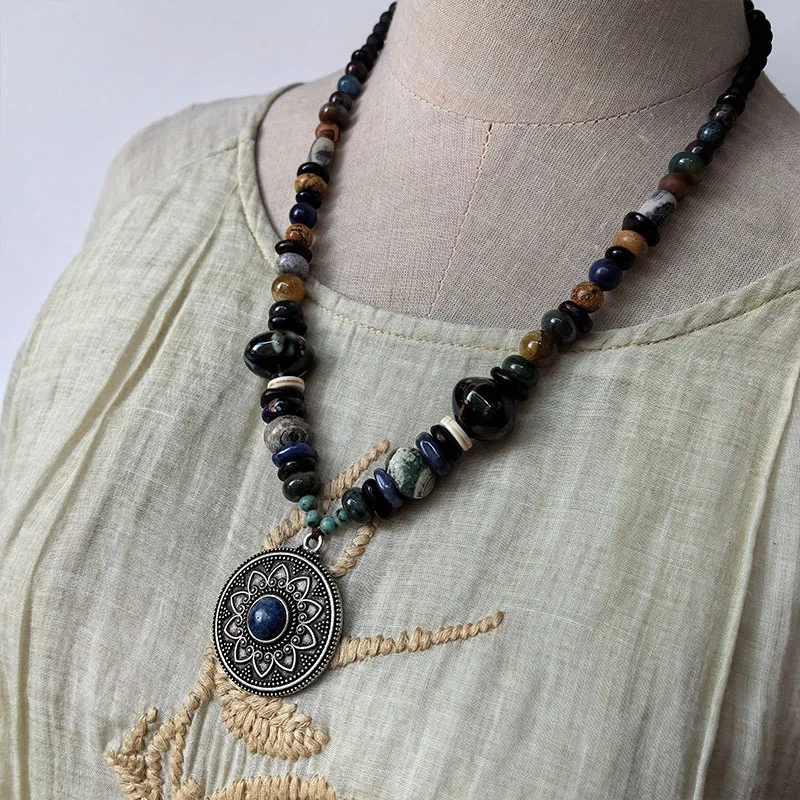 Retro Blue Layered Classic Necklace,Viking Jewellery,Celtic Jewellery,Tribal Jewelry,Festivals,Unique Gift For You