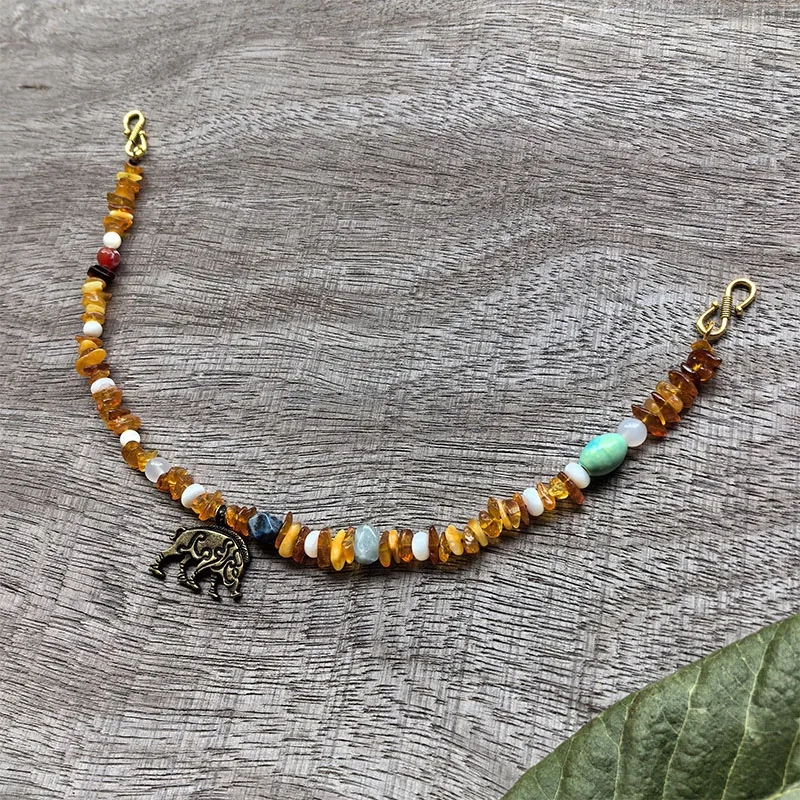 3 Rows Retro Viking Apron Brooches With Amber,Onyx,Metal And Shell Pearl Beads,Viking Necklace,Celtic Jewellery,Tribal Jewelry