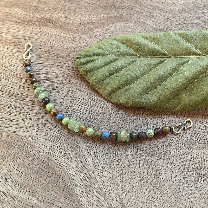2 Rows Retro Green Layered Classic Brooch Chain With Jasper,Viking Jewellery,Celtic Jewellery,Tribal Jewelry,Unique Gift For You