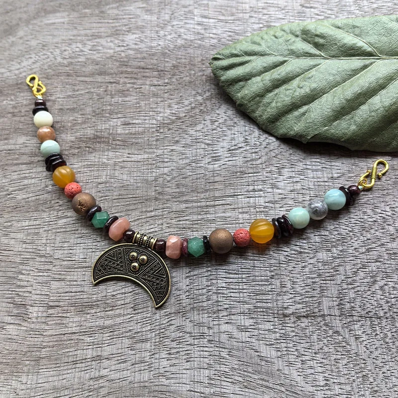 2 Rows Retro Yellow Layered Classic Brooch Chain With Jasper,Beauty Viking Jewellery,Celtic Jewellery,Tribal Jewelry,Unique Gift