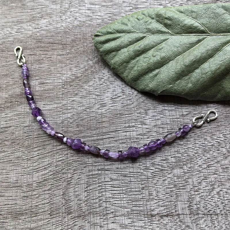 2 Rows Retro Amethyst Layered Classic Brooch Chain,Viking Jewellery,Celtic Jewellery,Tribal Jewelry,Dreamy Purple Wear Hanging