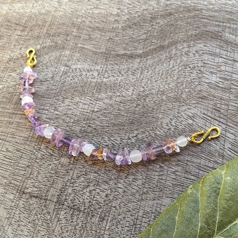 2 Rows Retro Dreaming Amethyst Layered Classic Brooch Chain With Crystal,Viking Necklace,Celtic Jewelry,Tribal Jewelry Gift