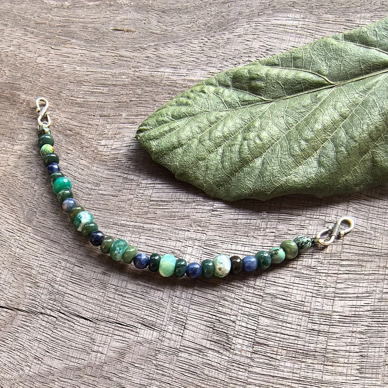 2 Rows Retro Green Layered Classic Brooch Chain With Green Onyx,Viking Jewellery,Celtic Jewellery,Tribal Jewelry,Unique Gift