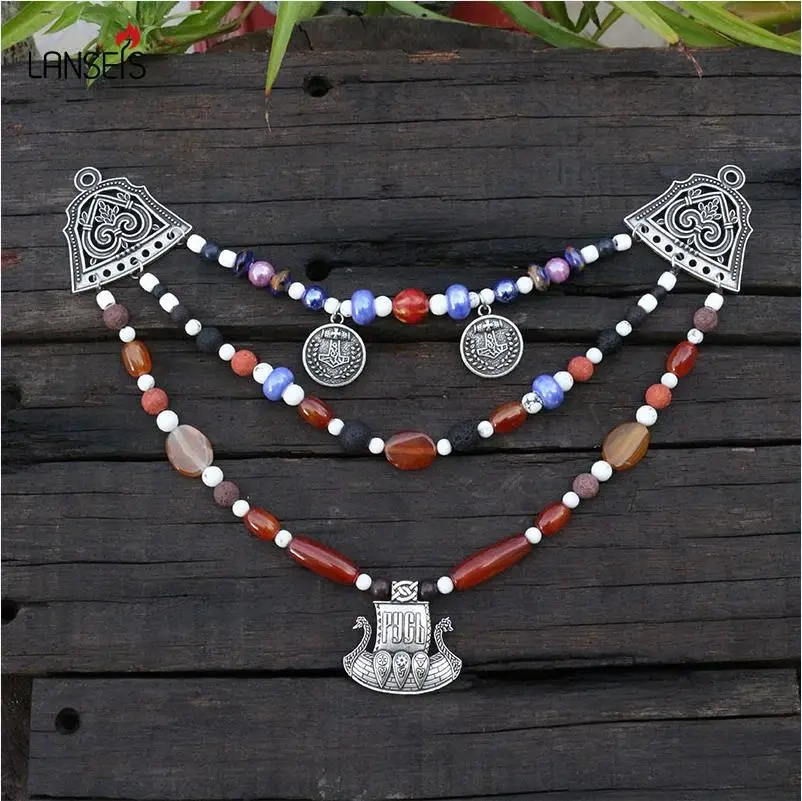 1pcs Dropshipping Slavic Jewelry Makeing For Women Pendant, Viking Style Tribal Brooch Middle Ages Lunula Jewelry For Cool Men