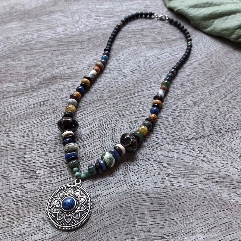 Retro Blue Layered Classic Necklace,Viking Jewellery,Celtic Jewellery,Tribal Jewelry,Festivals,Unique Gift For You