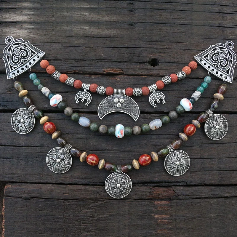 1pcs Dropshipping Slavic Jewelry Makeing For Charms Women Pendant, Ethnic Style Viking Brooch Buckle Lunula Jewelry For Cool Men