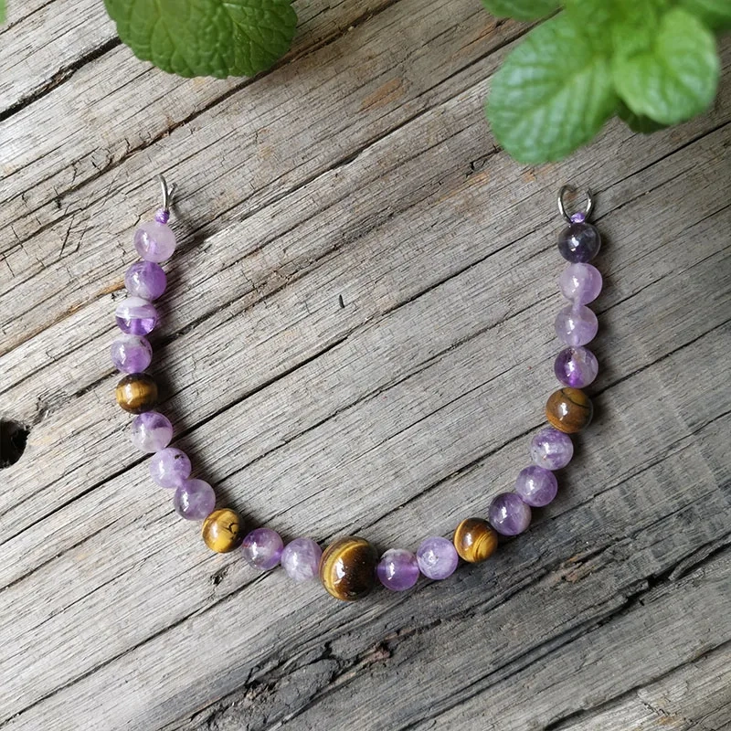 3 Row Viking Brooch Chain With Lilac And Amethyst Stone Beads,Moon,Unique Ethnic Jewelry,Norse Apron Chain,Viking Jewelry Gift