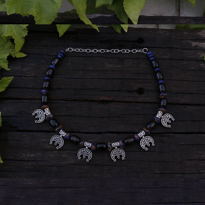 1pcs Viking Jewelry Clothes, Viking Kette, Lapis Jewelry, Tribal Jewelry, Ethnic Jewelry, Bohemian Moon, Unique Gift For You