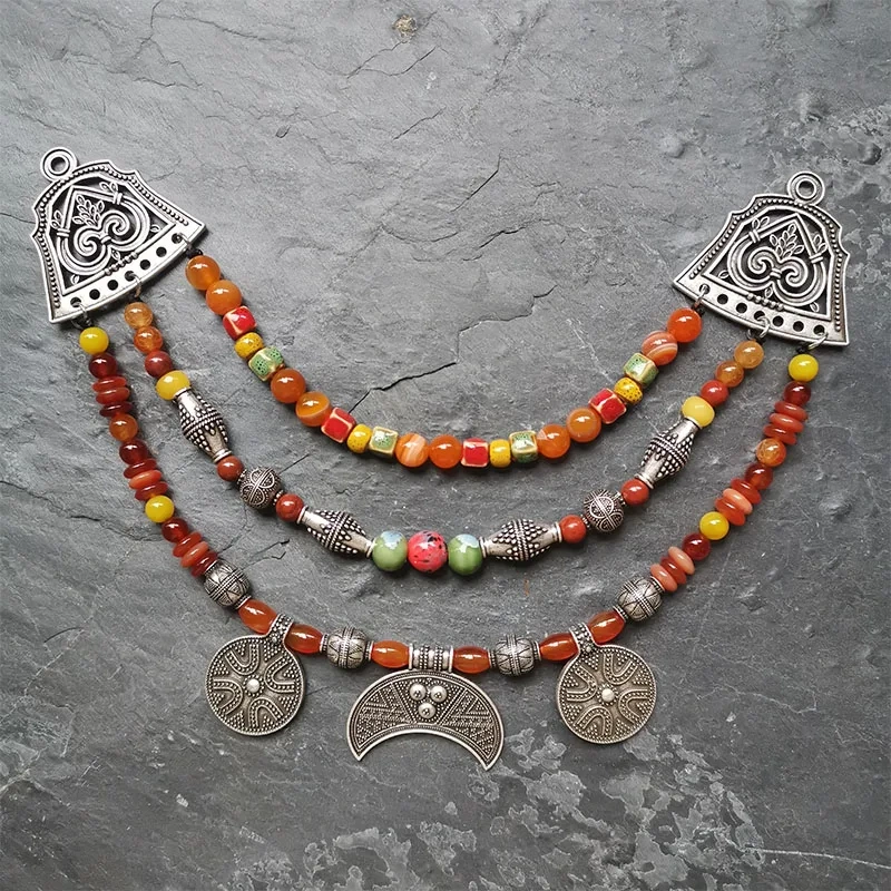 1pcs Dropshipping Slavic Jewelry Makeing For Charms Women Pendant, Ethnic Style Viking Brooch Buckle Lunula Jewelry For Cool Men