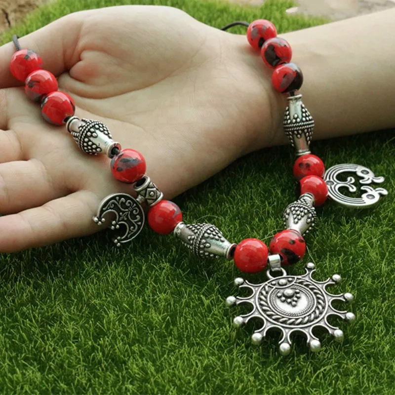 1pcs Viking Jewelry Clothes For Ladies Viking Boob Bling Pendant, Simple Ceramics Slavic Lunula Making For Women Jewelry