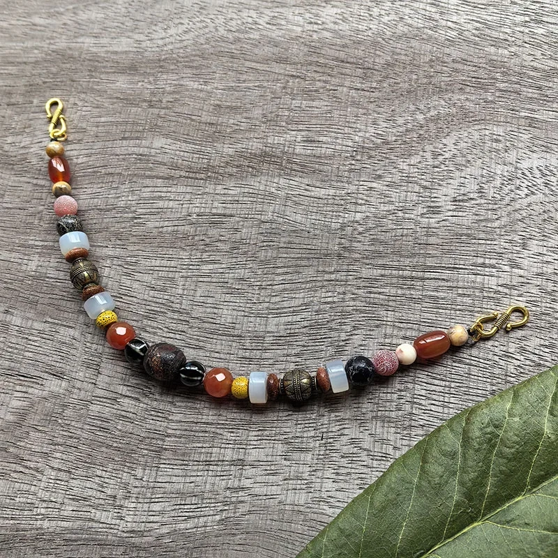 3 Rows Retro Viking Apron Brooches With Amber,Onyx,Metal And Ceramic Beads,Viking Necklace,Celtic Jewellery,Tribal Jewelry Gift