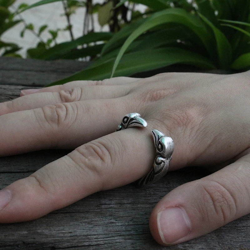 viking odin's raven ring cute bird rings men necklace Viking wedding ring. crow pendant  Pagan Jewellery