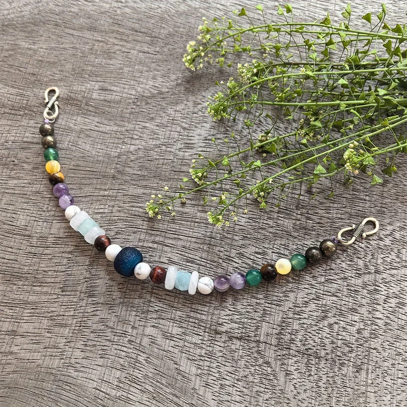 3 Rows Retro Shell Pearl Layered Classic Brooch Chain With Amethyst,Viking Necklace,Celtic Jewelry,Tribal Jewelry Gift For You