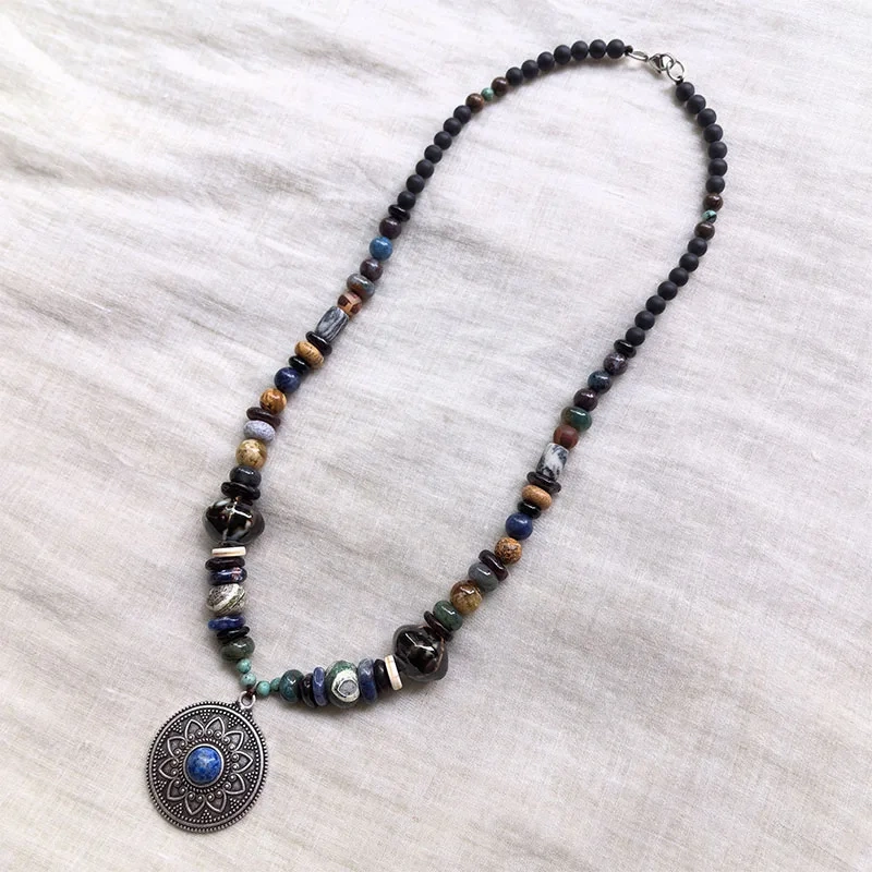 Retro Blue Layered Classic Necklace,Viking Jewellery,Celtic Jewellery,Tribal Jewelry,Festivals,Unique Gift For You