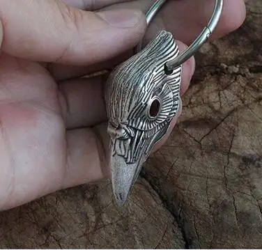 Viking raven head pendant norse jewelry men necklace with wolf head chain norse odin raven Crow pendant