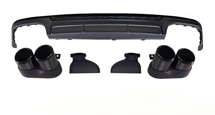 Anyu Auto Body Kits S6 Rear Diffuser Black With Stainless Steel For S-line Audi A6 2012-2019+