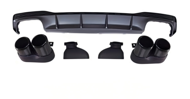Anyu Auto Body Kits S7 Rear Diffuser Black With Stainless Steel For S-line Audi A7 2012-2019+