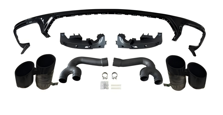 Anyu Auto Body Kits SQ8 Black Rear Diffuser With Silver Tips For Audi Q8 2019-2022