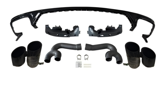 Anyu Auto Body Kits SQ8 Black Rear Diffuser With Silver Tips For Audi Q8 2019-2022