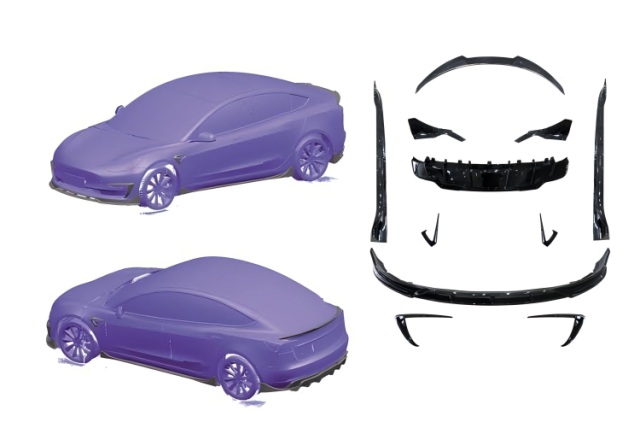 Anyu Auto Body Kits MODEL 3 FAST Aerokit Gloss Black For TESLA MODEL 3 2018+